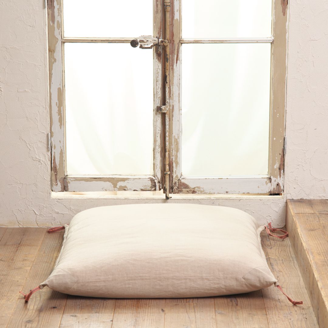 【座布団】　江戸座布団　リネン＆ラミー生地　羽根入り