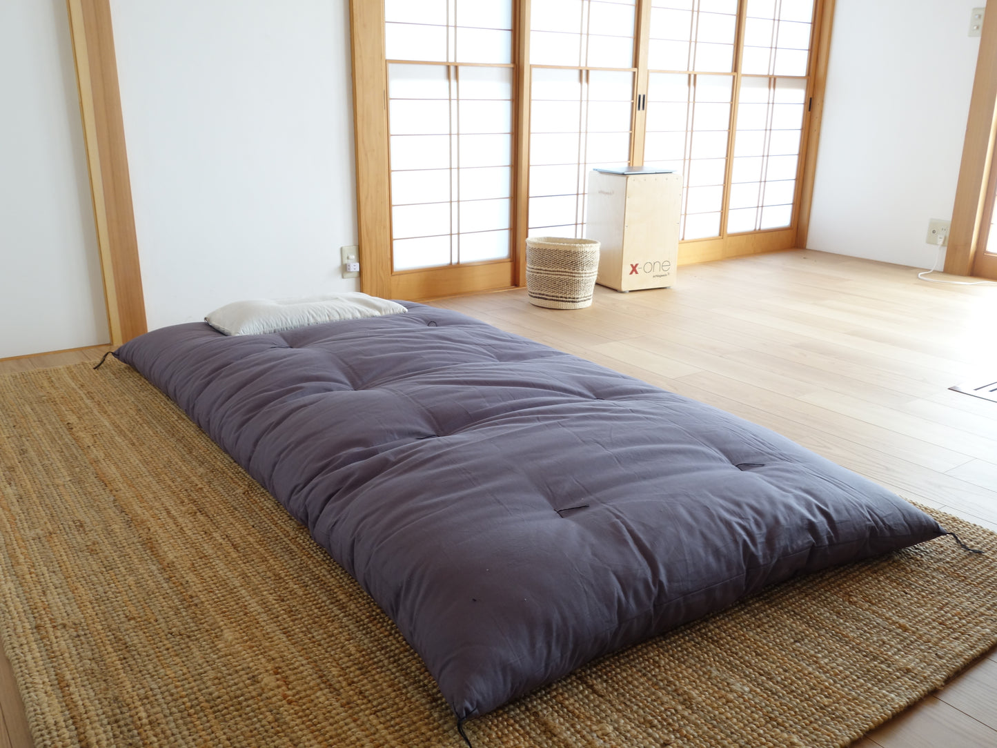 敷布団　オーガニックコットン生地　天雲グレー