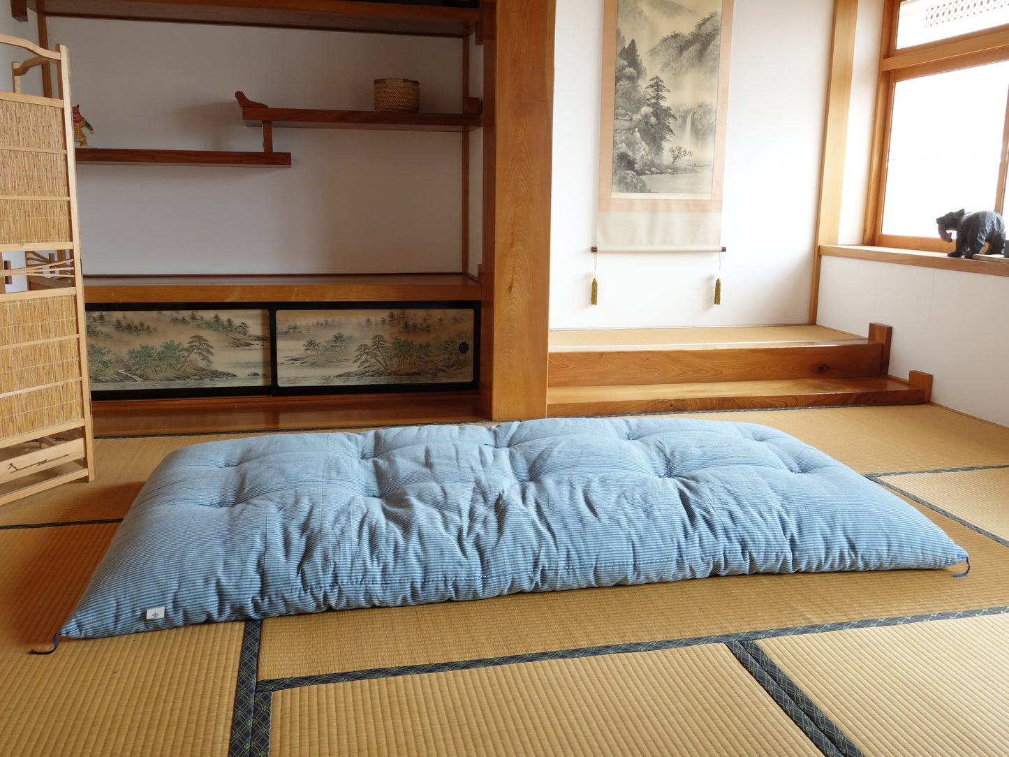 敷布団 ハーブ染め 手織りオーガニックコットン生地　